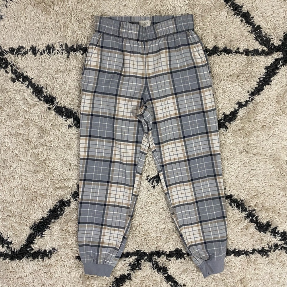 Loft Plaid High Rise Jogger Pants